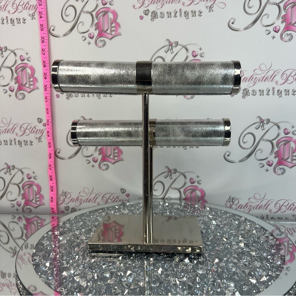 Two-Tier Silver Jewelry T-Bar Display Stand - Picture 3 of 8